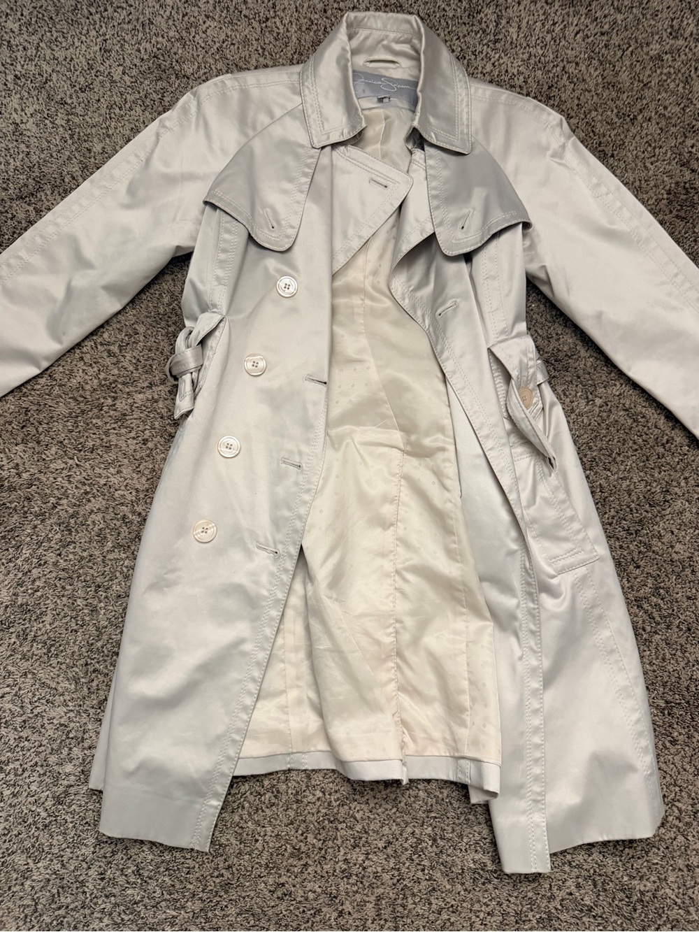 Jessica Simpson Light beighe Double-Breasted Trench Coat